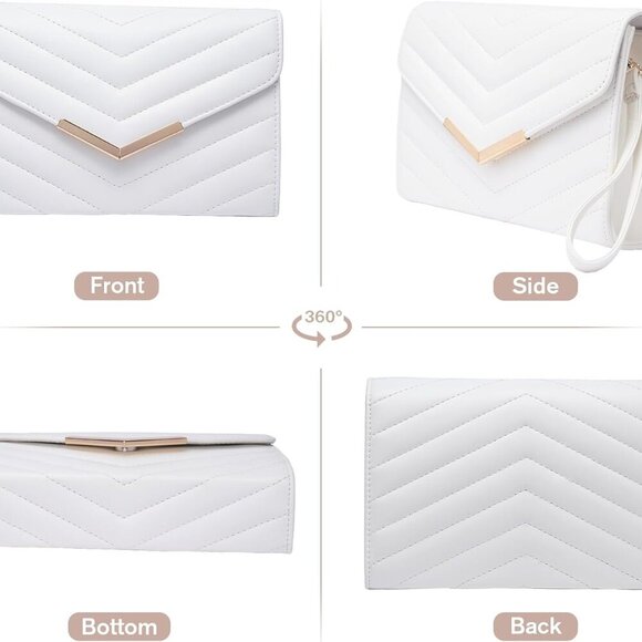 Black Patent Crocodile Evening Clutch Purse for Women with Rhinestone Bow Chain - Picture 7 of 7